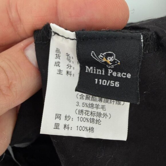 Mini Peace Girls Black Tulle Dress Long Sleeve Moon Embroidered Size 110 - Picture 4 of 4